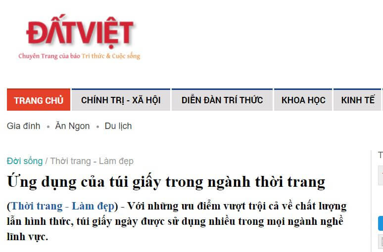 Báo Đất Việt - VINANETCO - Ứng dụng của túi giấy trong ngành thời trang